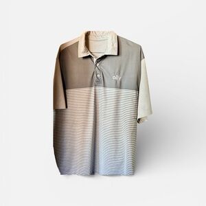 Men’s Vansport Performance Golf Polo Shirt Ally Embroidered Gray Stripe LG